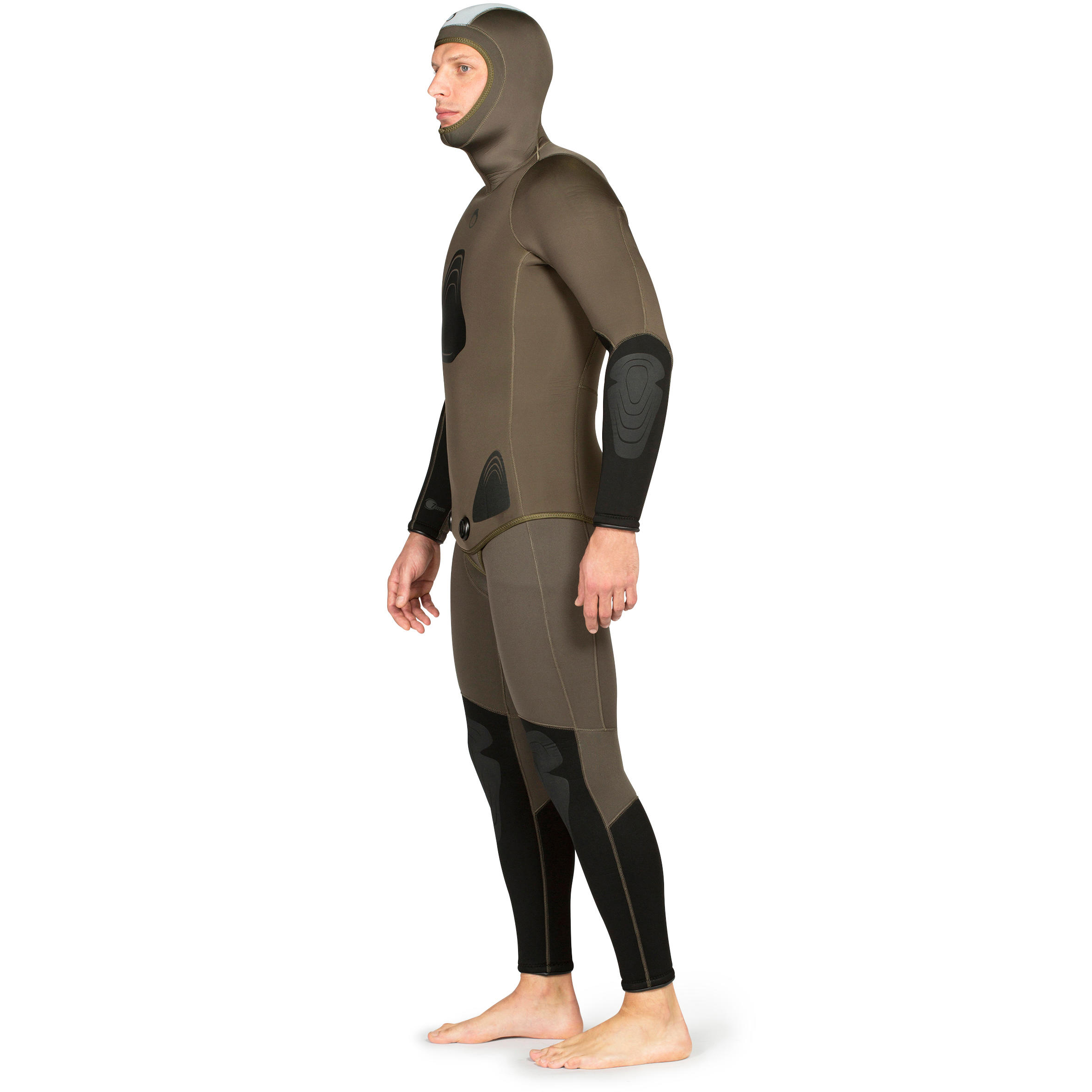 Men's spearfishing jacket 7 mm neoprene SPF 500 khaki 6/14