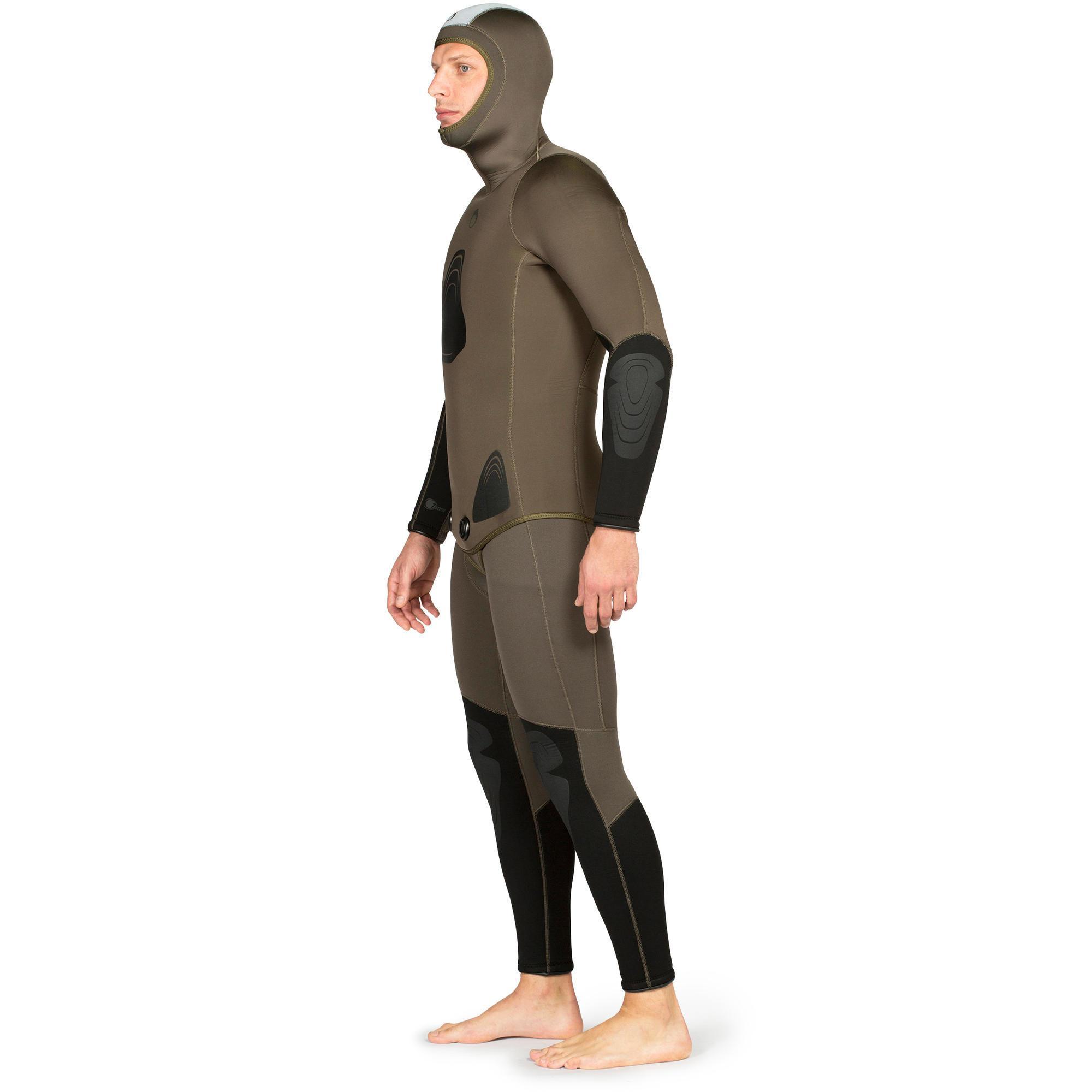 7mm neoprene men's spearfishing jacket - SPF 500 khaki