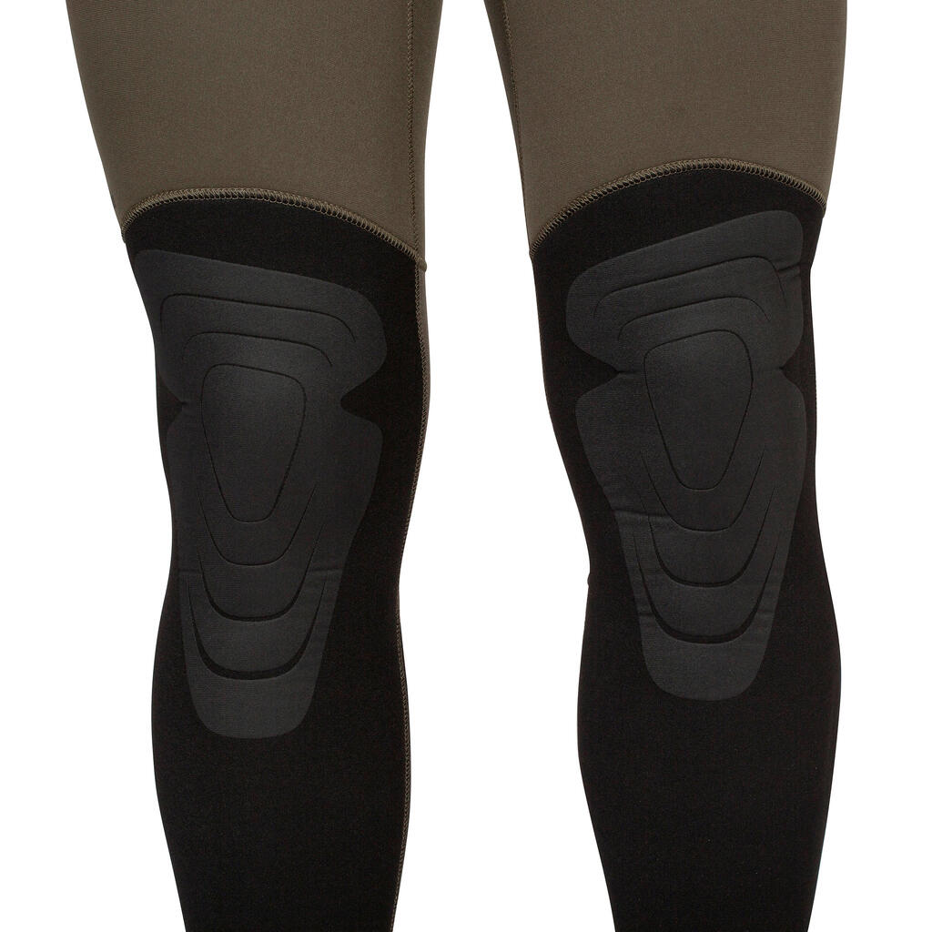 Moška obleka za podvodni ribolov brez rokavov 7 mm neopren SPF 500 - kaki