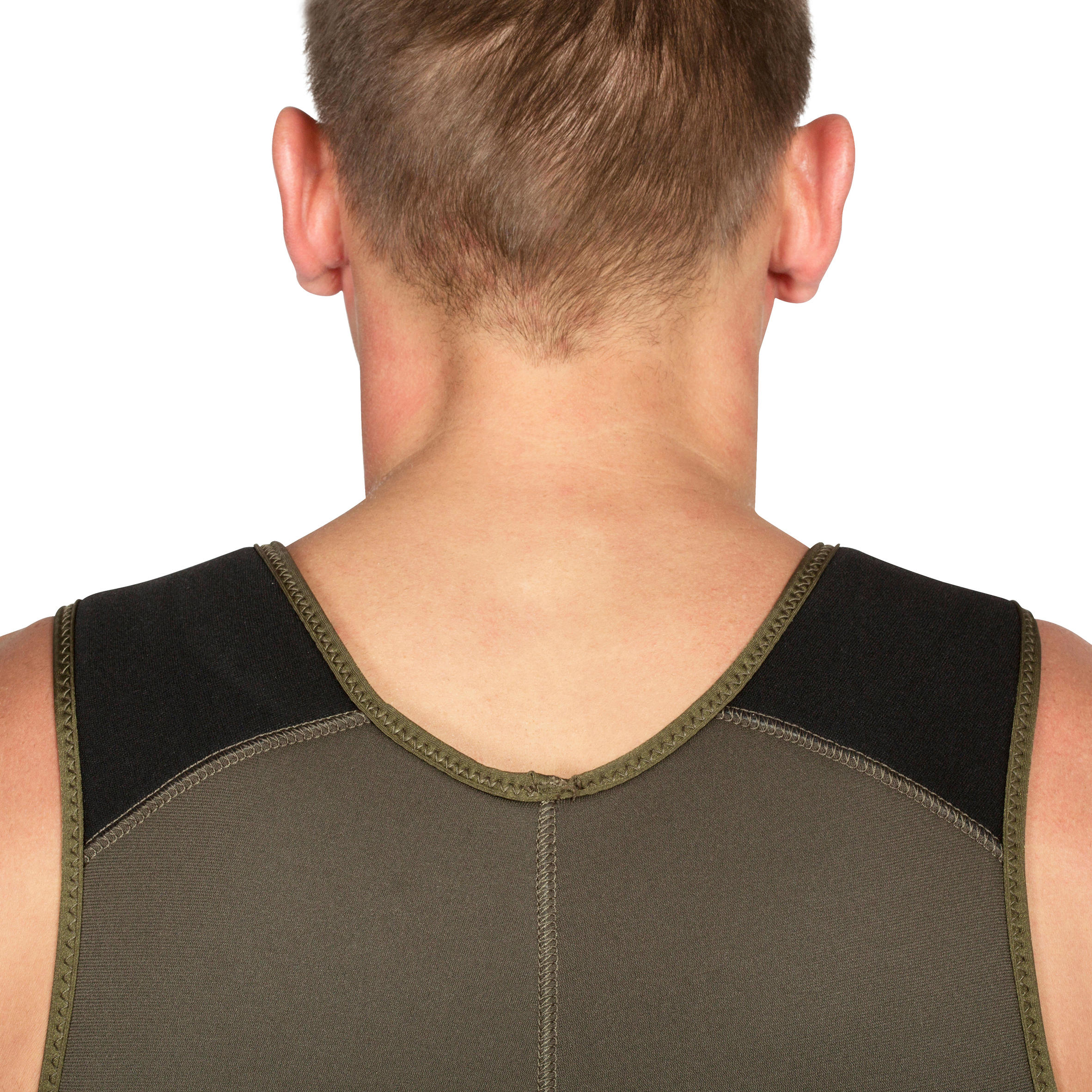 Men's spearfishing sleeveless wetsuit 7 mm neoprene SPF 500 khaki 10/13