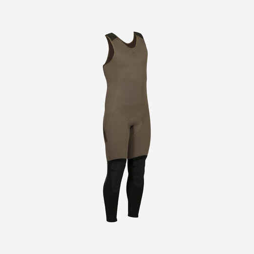 
      Men's spearfishing sleeveless wetsuit 7 mm neoprene SPF 500 khaki
  