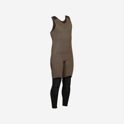 Longjohn SPF 100 in neopreen van 7 mm voor harpoenvissen kaki grijs