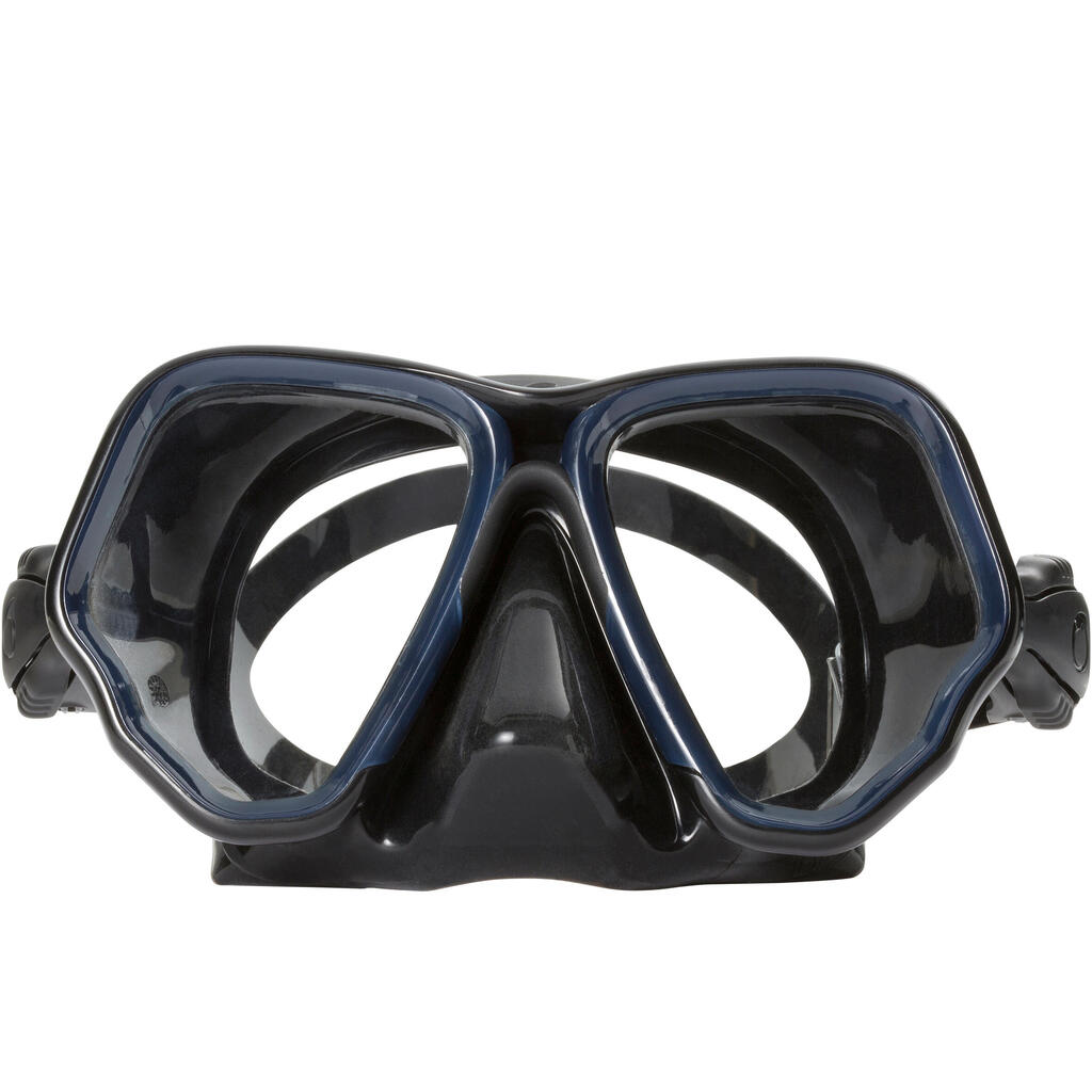 Dvojzorníková potápačská maska SCD 500 krištáľová lícnica a ružový rám