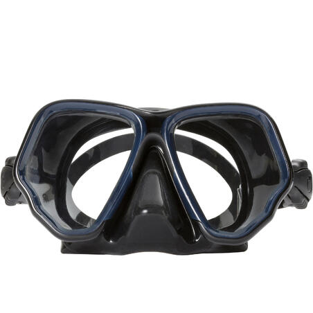Double-lens sea diving mask SCD 500 - black skirt and blue frame