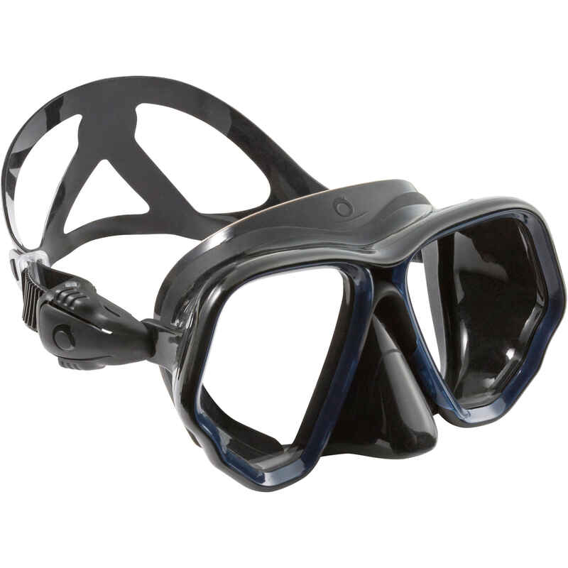 Double-lens sea diving mask SCD 500 - black skirt and blue frame