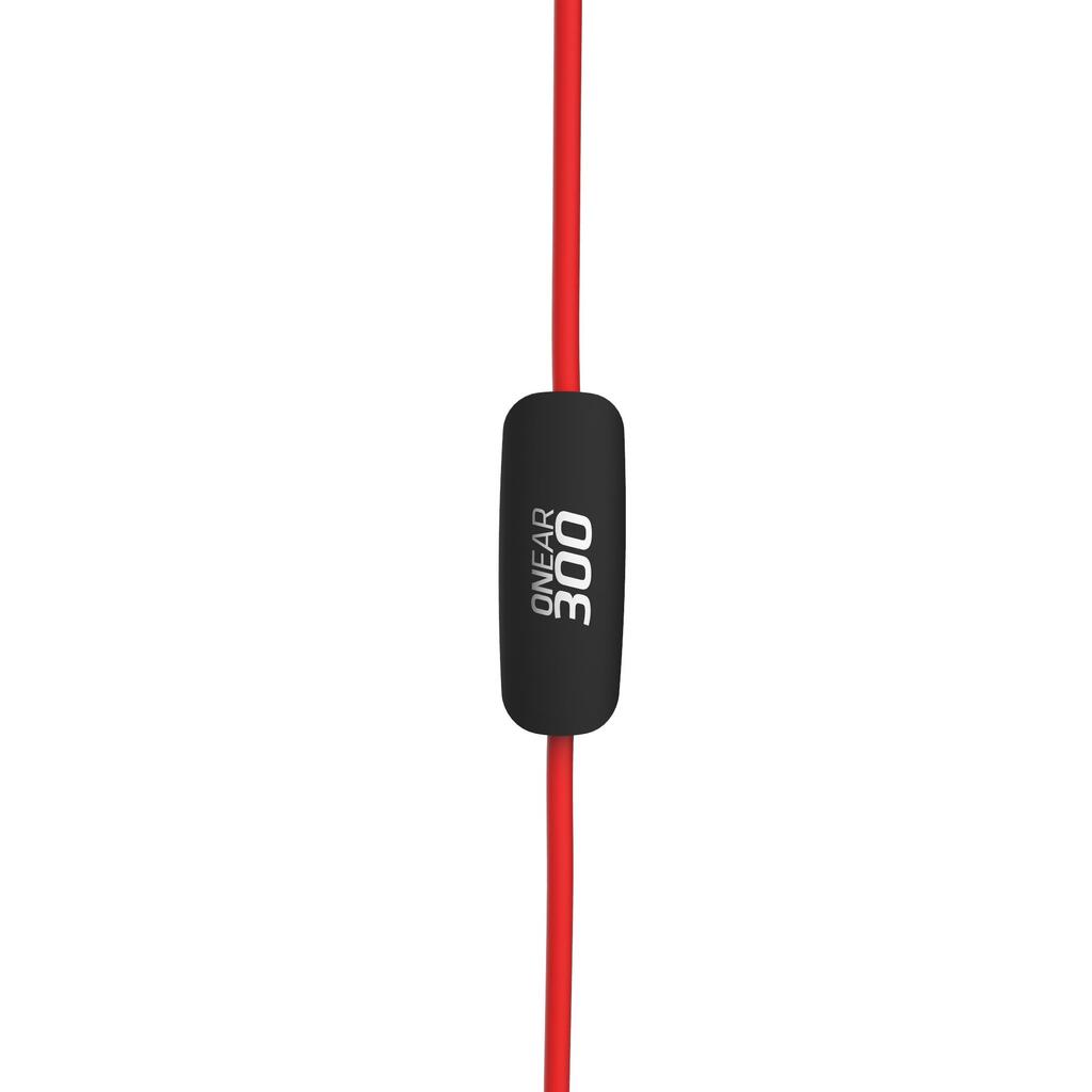 Ohrhörer Sport mit Kabel und Mikrofon ONear 300 schwarz/rot