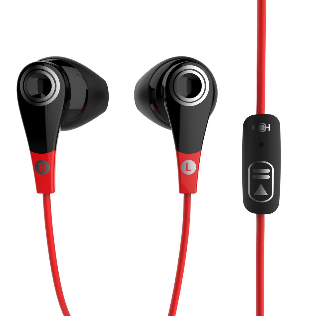 Ohrhörer Sport mit Kabel und Mikrofon ONear 300 schwarz/rot