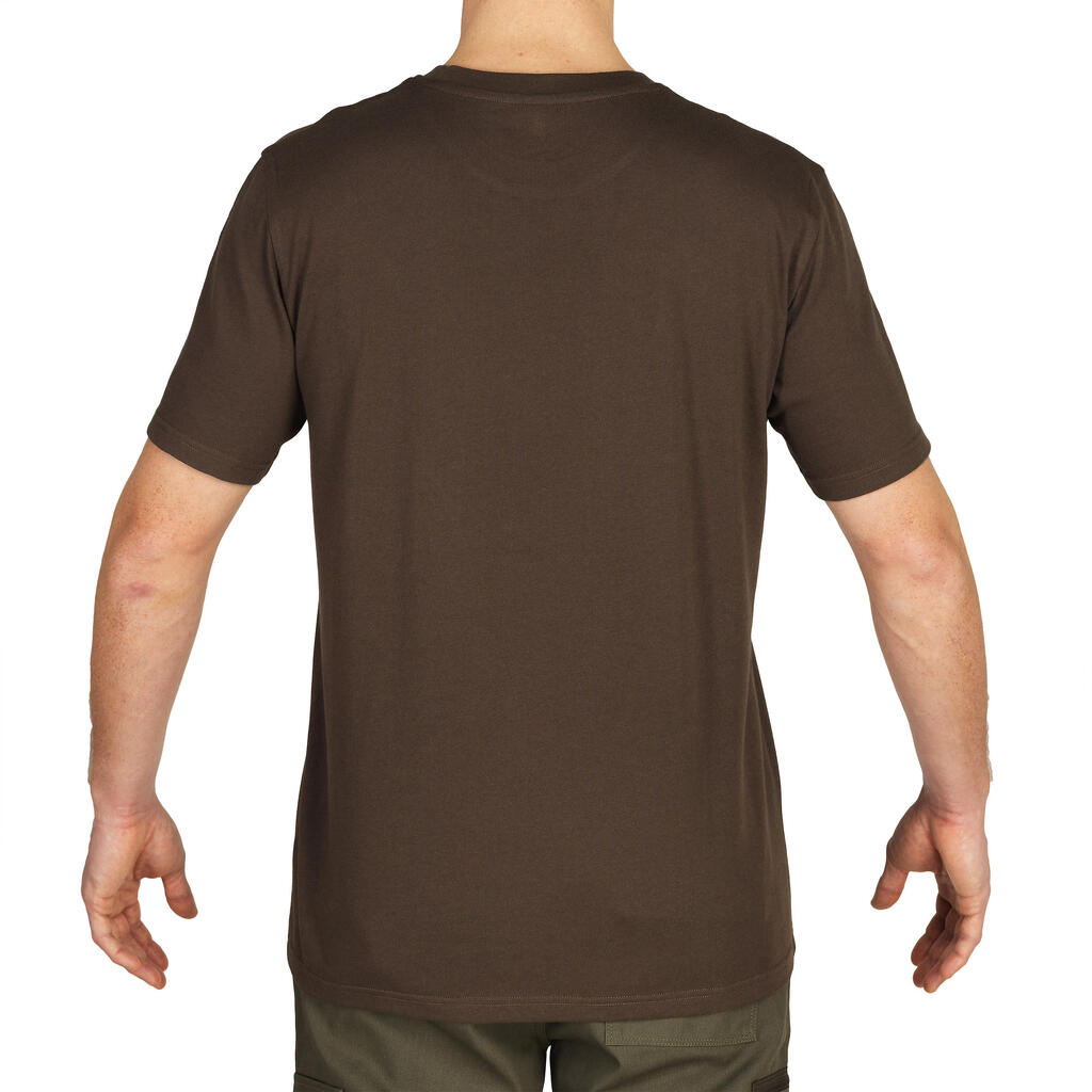 Vyriški medžiokliniai trumparankoviai marškinėliai „100“, su rudu elniu