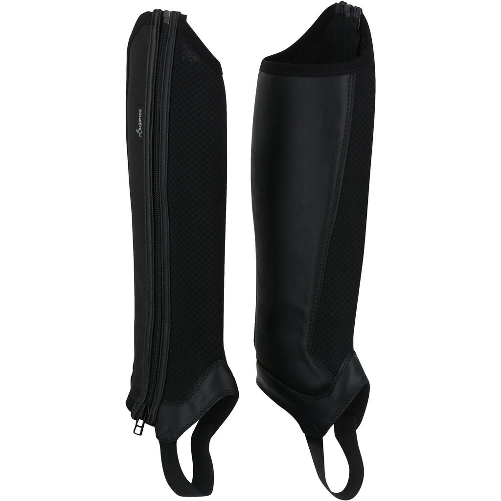 Adult Horse Riding Mesh Half Chaps 100 - Black