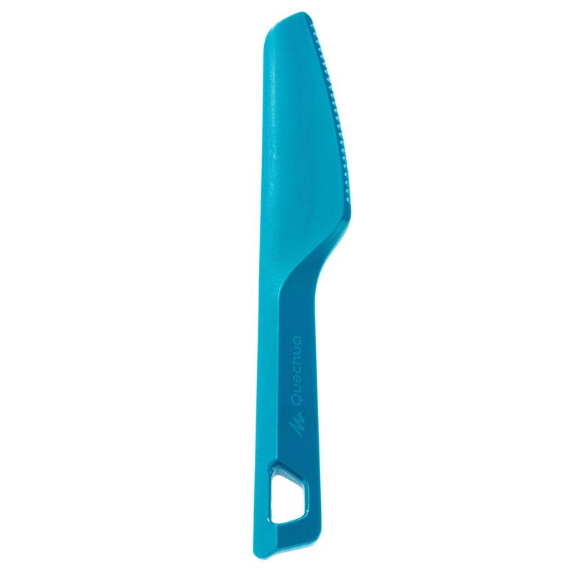 Set 3 tacâmuri (cuțit, furculiță, lingură) pentru camping din plastic albastru