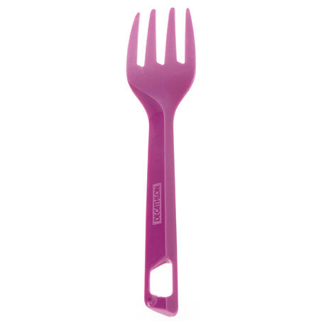 Plastic knife, fork and spoon set for the hiker's camp - purple