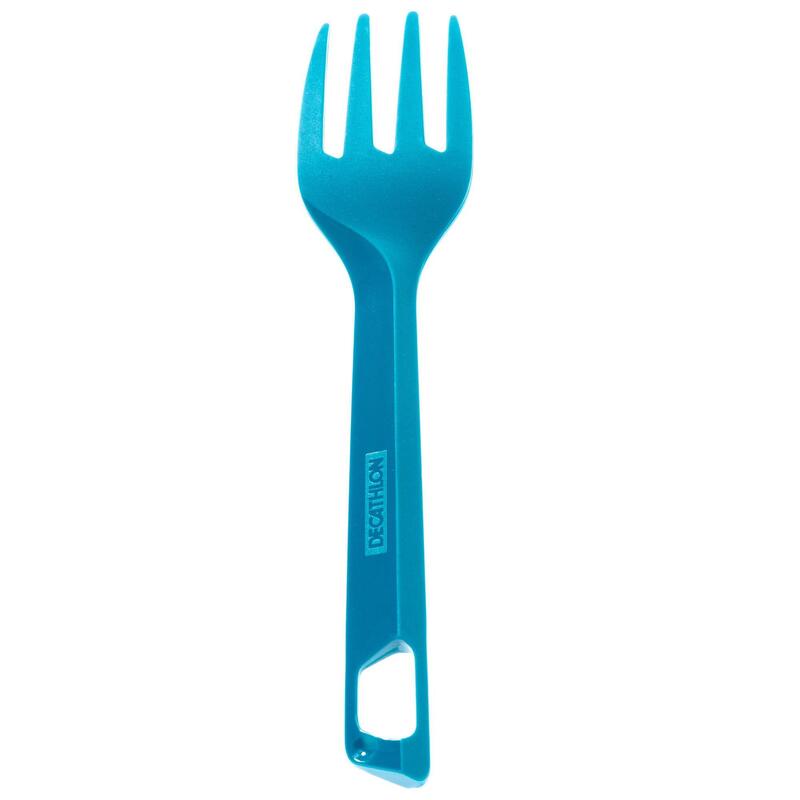 Set 3 tacâmuri (cuțit, furculiță, lingură) pentru camping din plastic albastru