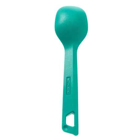 Plastic knife, fork and spoon set for the hiker's camp - green