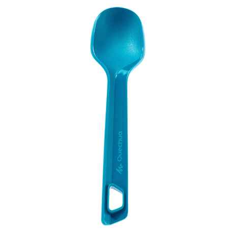 3-piece cutlery set (knife, fork, spoon) for camping in blue plastic