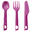 3-delig plastic bestek (mes, vork, lepel) voor kampeertochten plastic paars