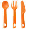 Комплект от 3 прибора (нож, вилица, лъжица) за преходи, пластмасови, оранжеви