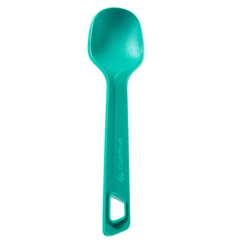 Plastic knife, fork and spoon set for the hiker's camp - green