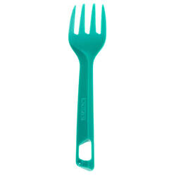 Plastic knife, fork and spoon set for the hiker's camp - green