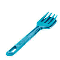 3-piece cutlery set (knife, fork, spoon) for camping in blue plastic