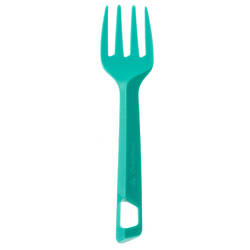 Plastic knife, fork and spoon set for the hiker's camp - green