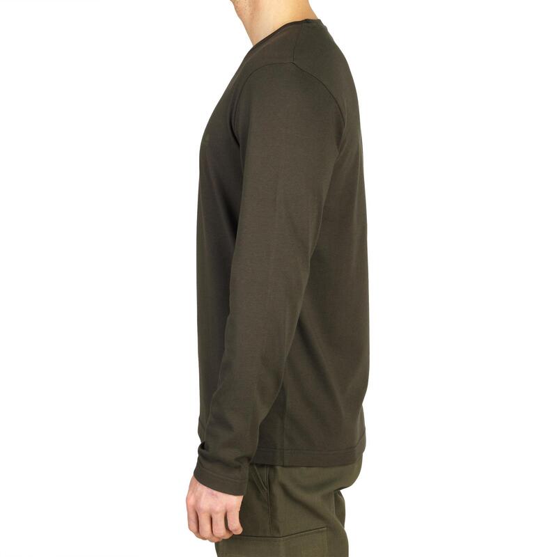 T-shirt manches longues coton homme - 100 vert