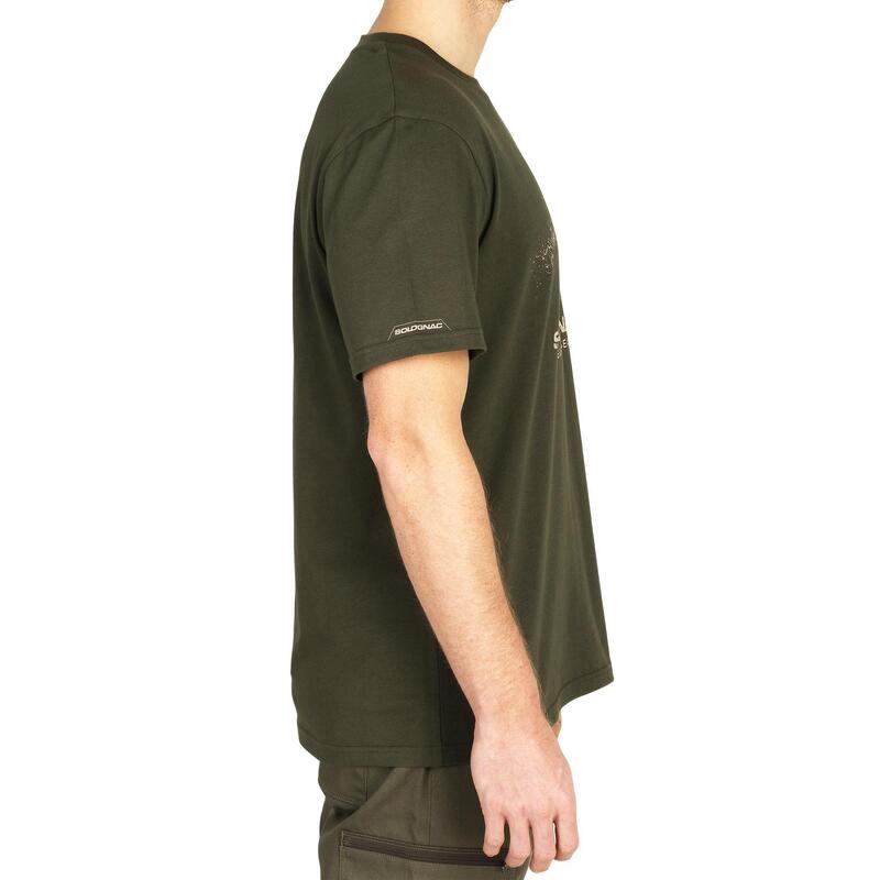 T-shirt manches courtes chasse coton Homme - 100 Sanglier vert