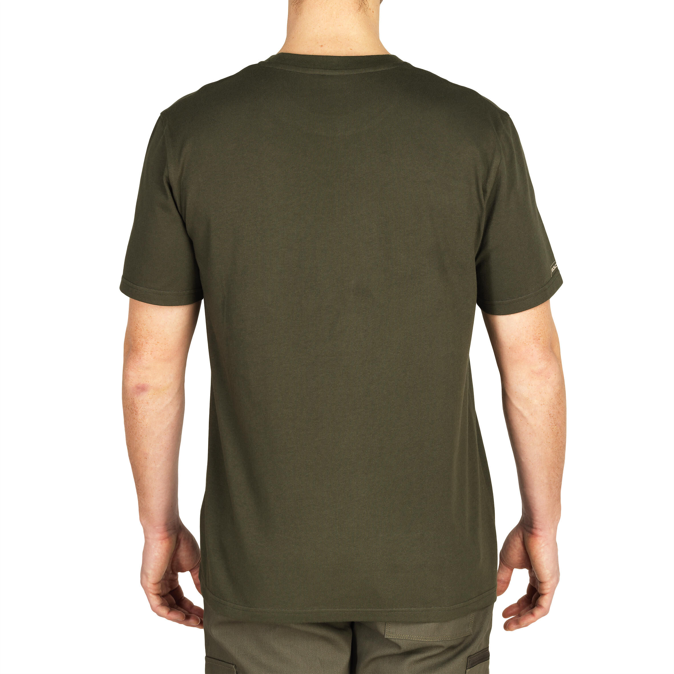 SOLOGNAC Men's Hunting Short-sleeved Cotton T-shirt - 100 green boar
