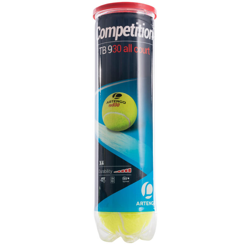 TB930 Competition Tennis Balls 4-Pack - Kuning