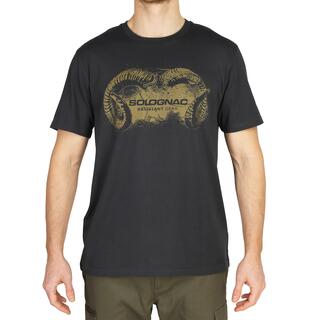 Men Cotton T-shirt - Short Sleeve Abrasion Resistant Fabric - Black Print