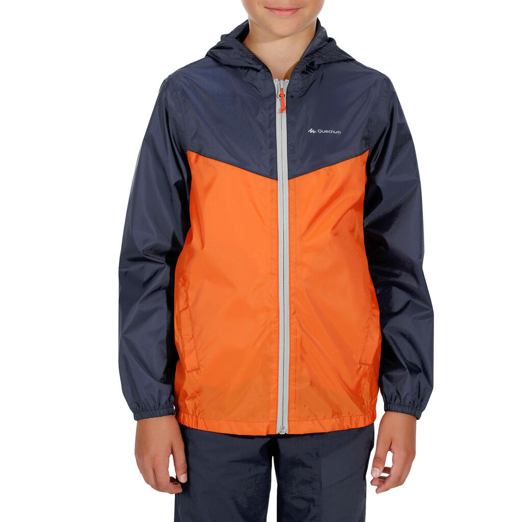 Wanderjacke MH100 wasserdicht Kinder Gr. 122–170 Zip grau/khaki 