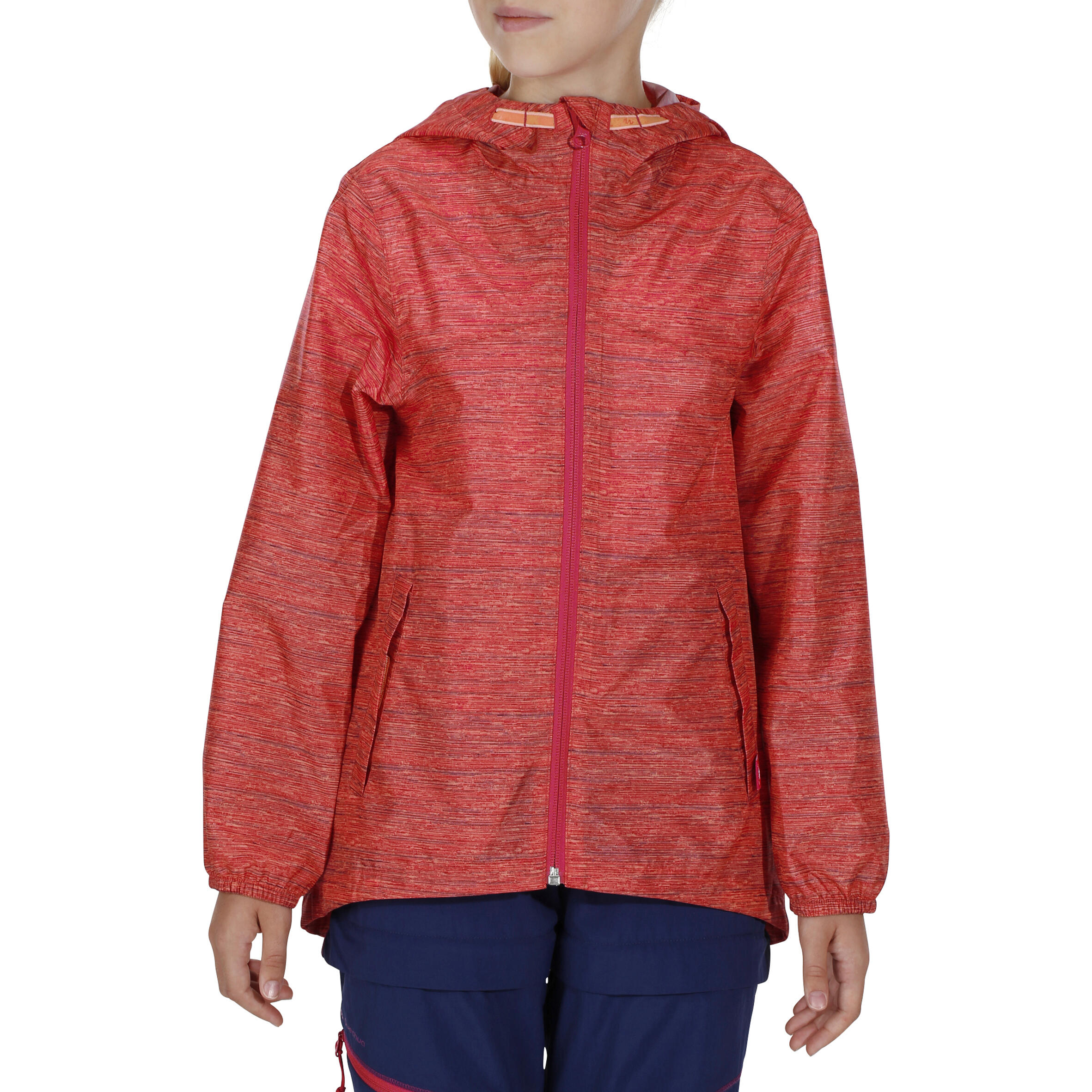 Hike 100 Girl's Waterproof Hiking Jacket - Pink 3/15