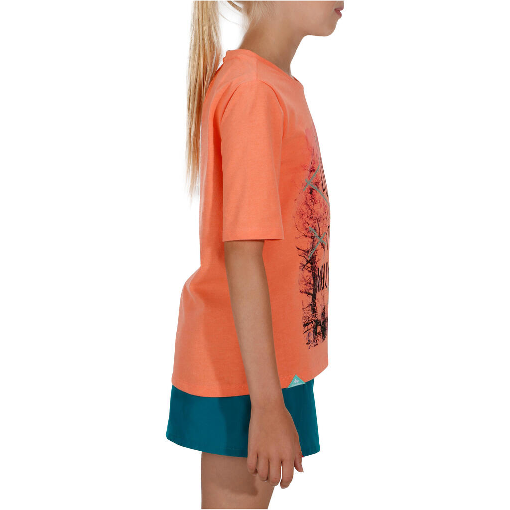 Dievčenské turistické tričko MH100 7 až 15 rokov biele