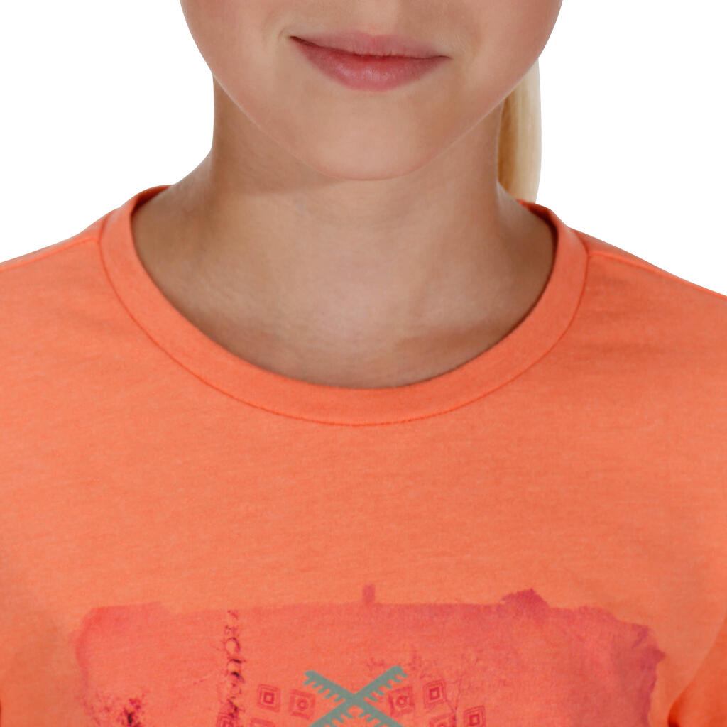 Dievčenské turistické tričko MH100 7 až 15 rokov biele