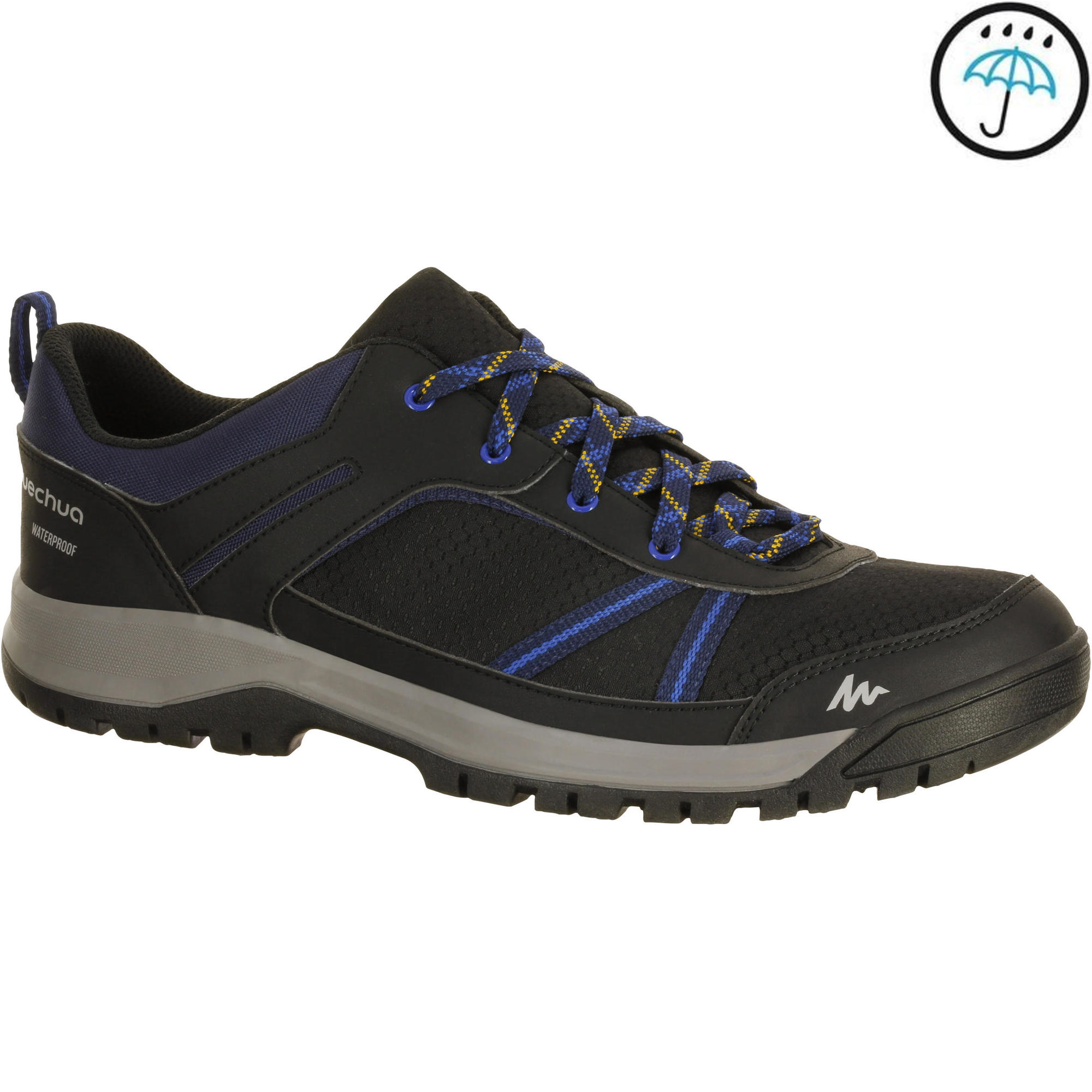Menâs NH300 waterproof hiking shoe in black | Quechua