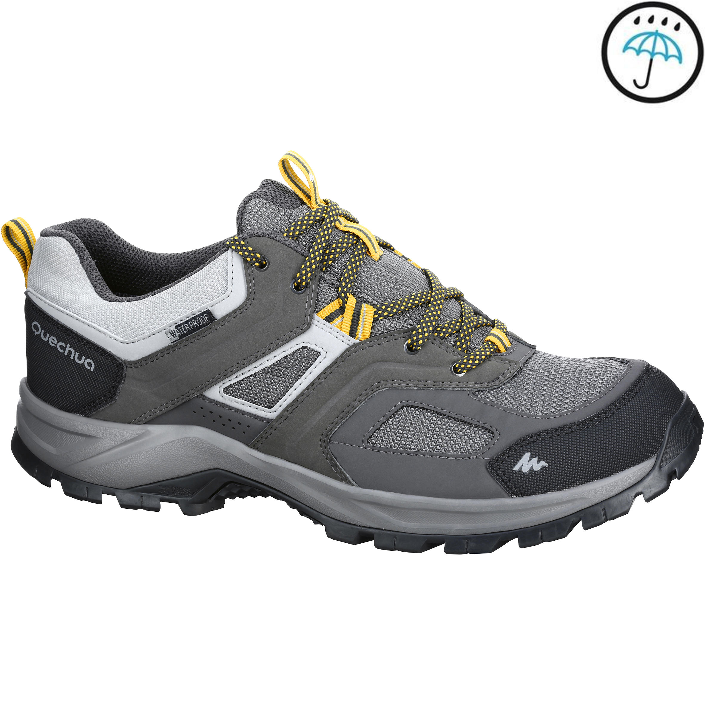 QUECHUA MH100 waterproof Men's Hiking shoes Grey Yellow