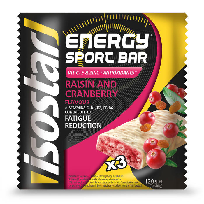 Isostar Barre énergétique ENERGY SPORT BAR Raisin et cranberries 3x40g