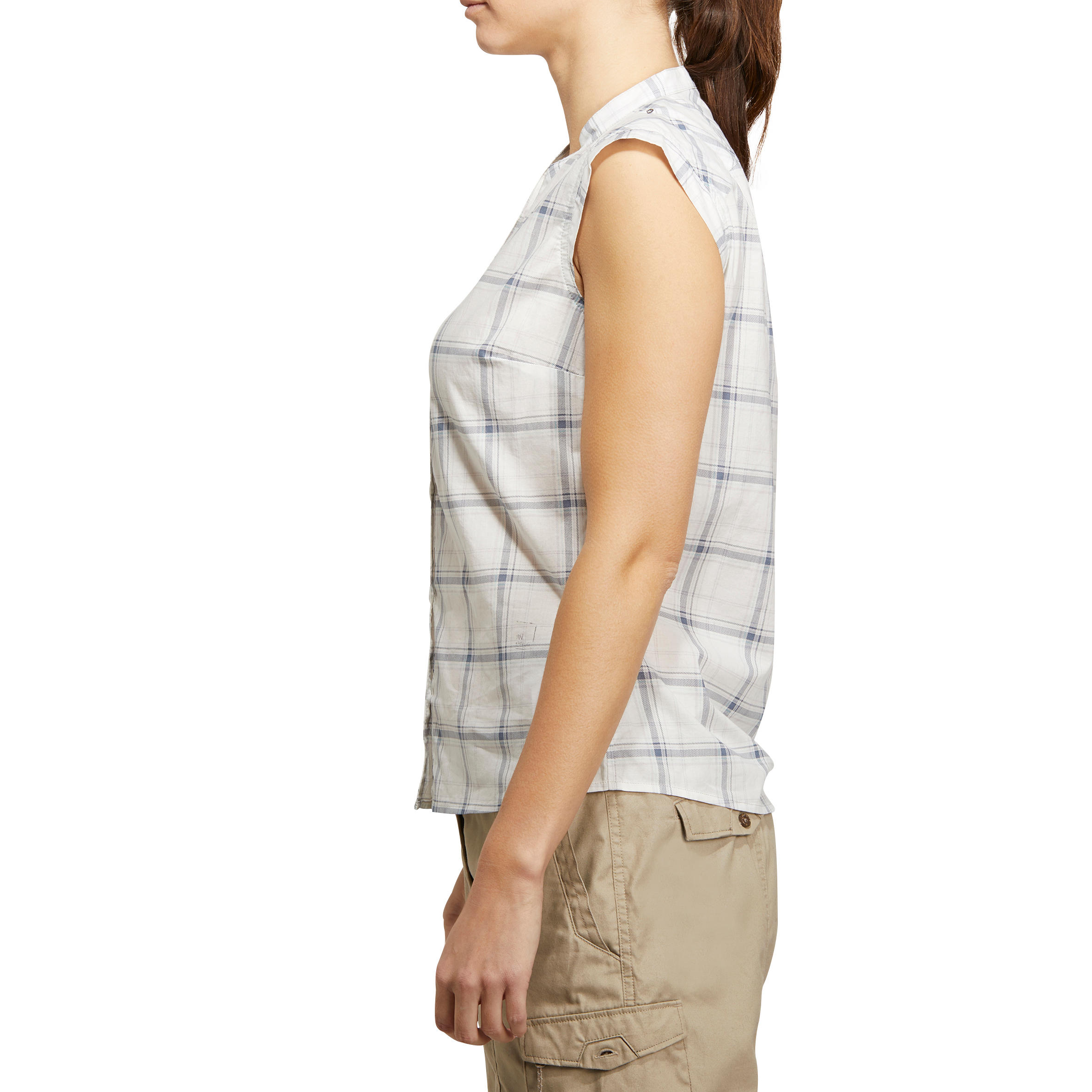 

Woman’s Sleeveless Arpenaz 100 Travel Shirt – Grey Diamonds -  By FORCLAZ | Decathlon