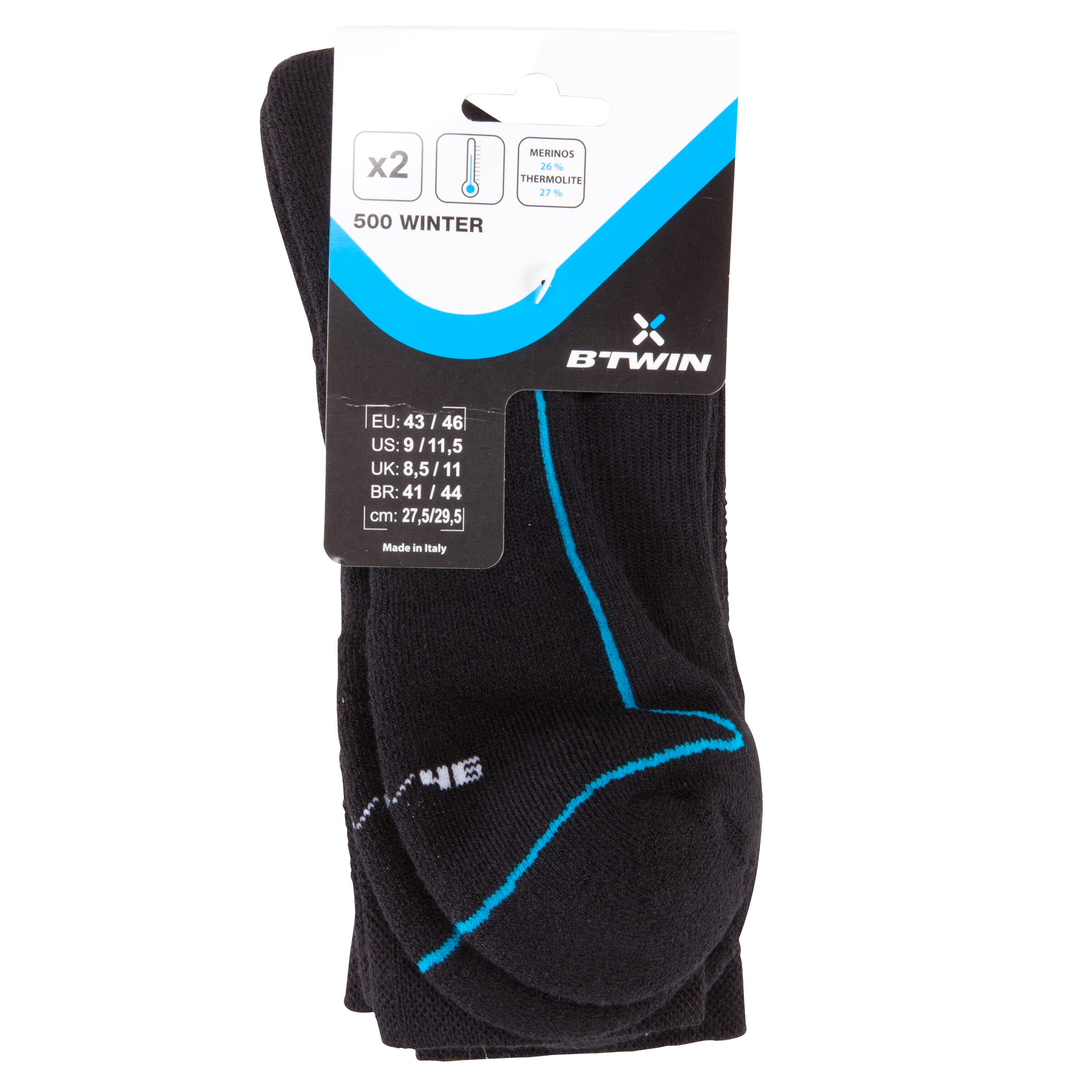 500 Cycling Socks Twin Pack 8/9