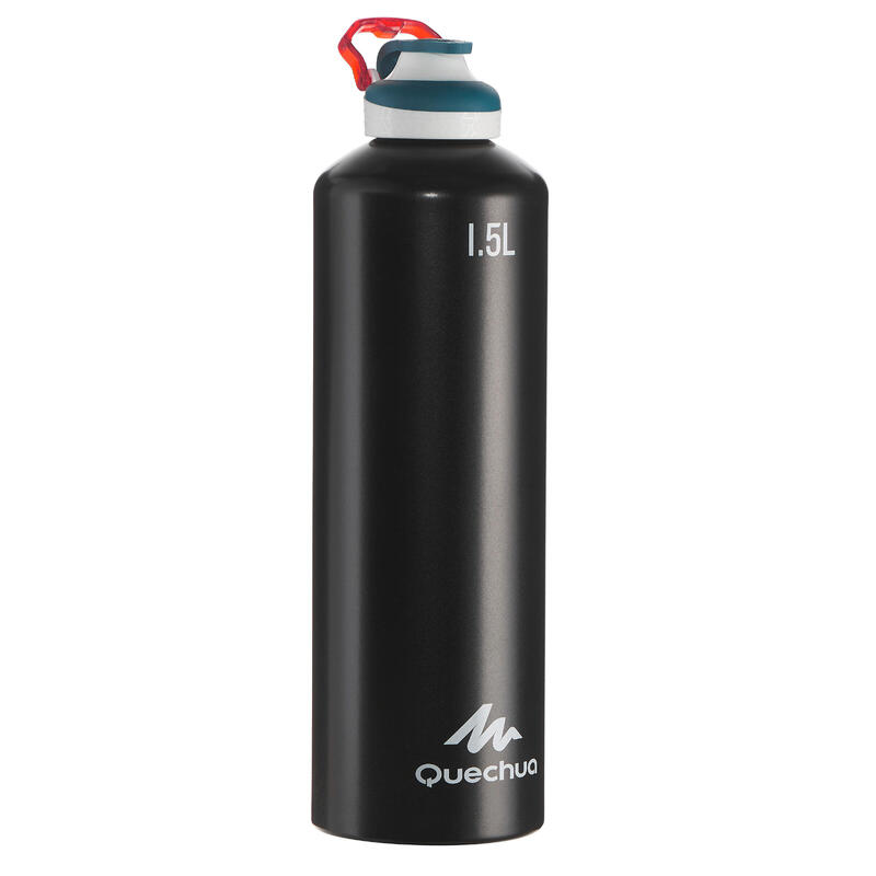 Gourde randonnée 500 bouchon ouverture rapide 1,5 litre aluminium noir Gourde randonnée 500 bouchon ouverture rapide 1,5 litre aluminium noir