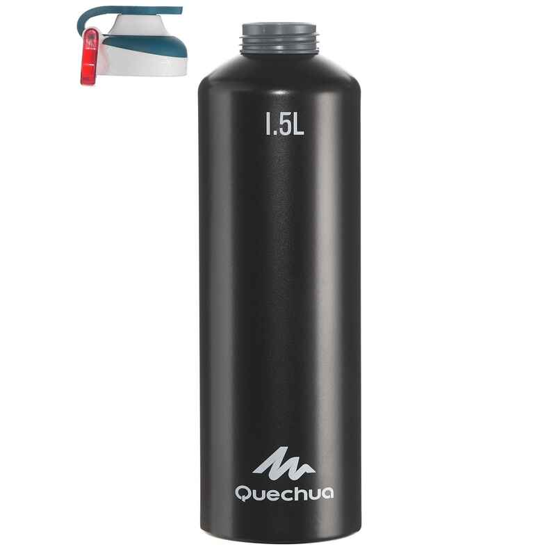 500 Aluminum 1.5 litre Hiking Flask with Quick-Open Cap - Black
