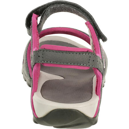 Sivo-roze ženske sandale za pešačenje NH100