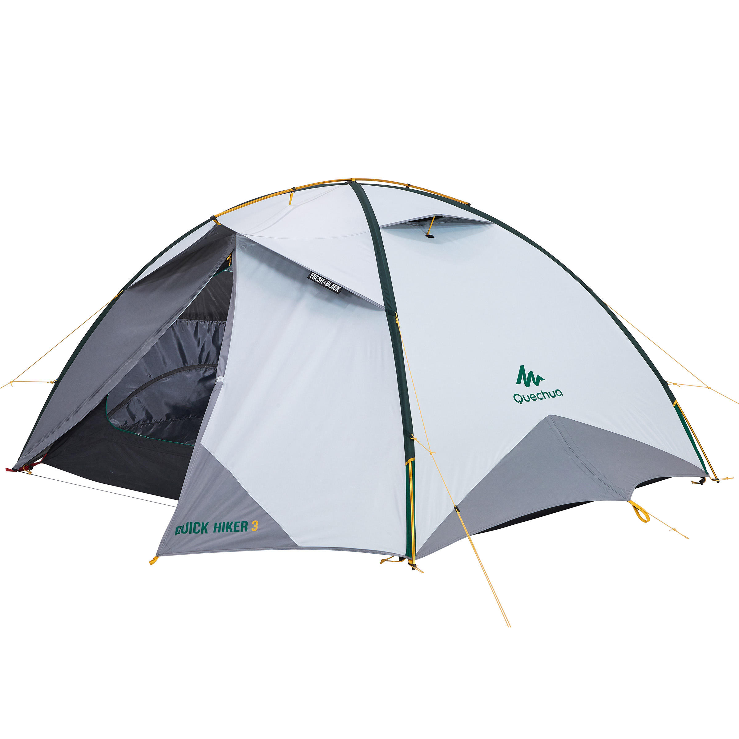 3-Person Trekking Tent, QuickHiker Fresh & Black - FORCLAZ