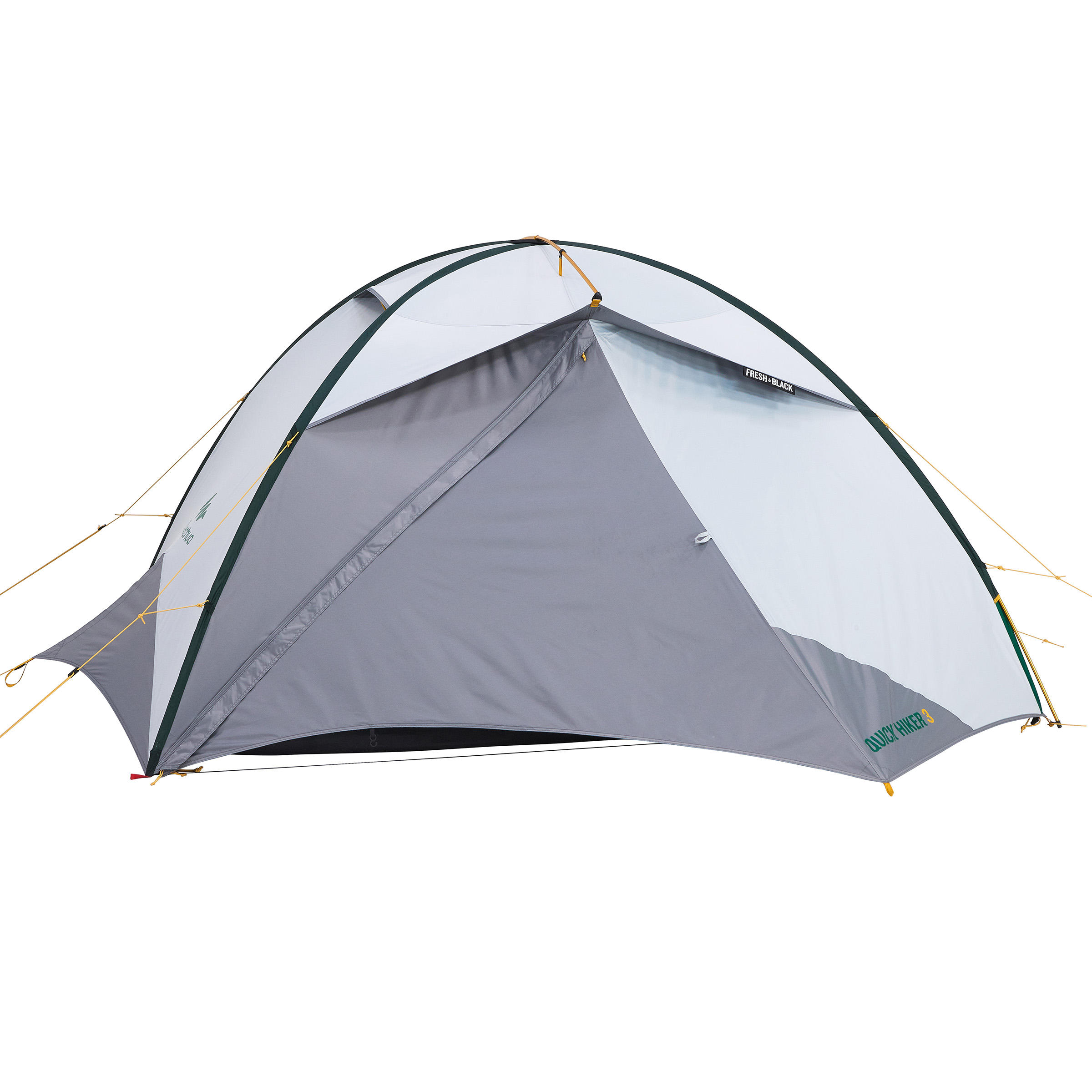 3-Person Trekking Tent, QuickHiker Fresh & Black - FORCLAZ