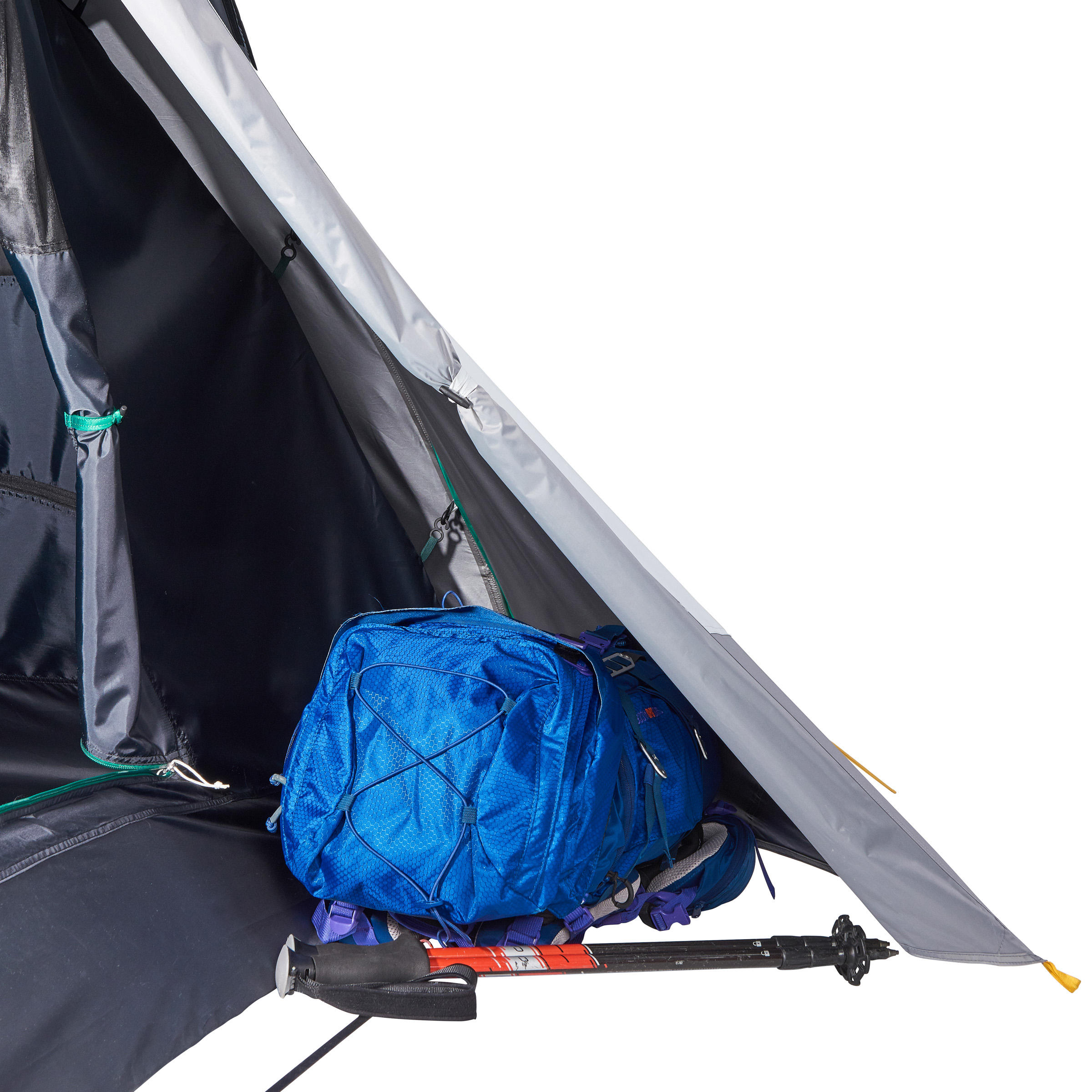 3-Person Trekking Tent, QuickHiker Fresh & Black - FORCLAZ