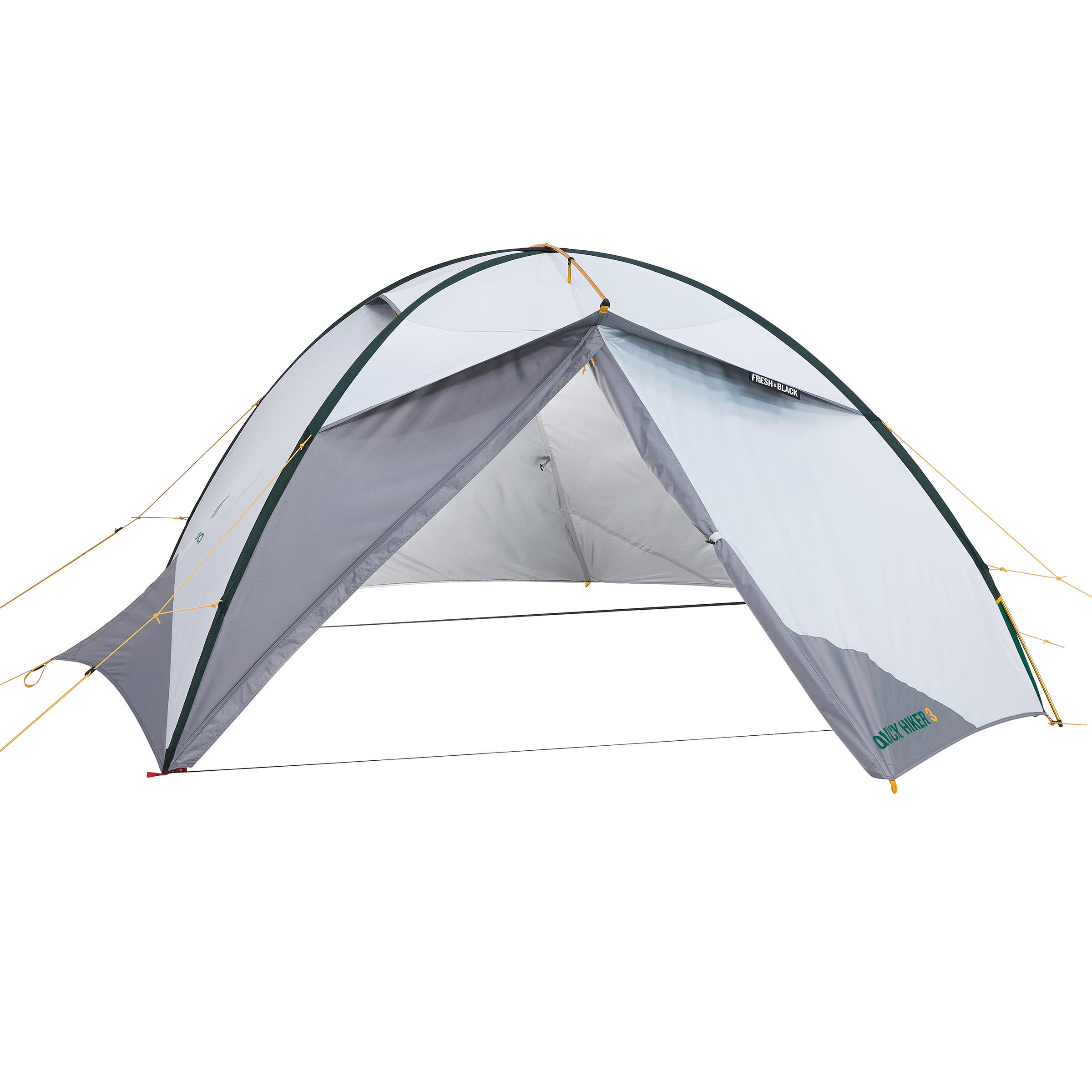3-Person Trekking Tent, QuickHiker Fresh & Black - FORCLAZ