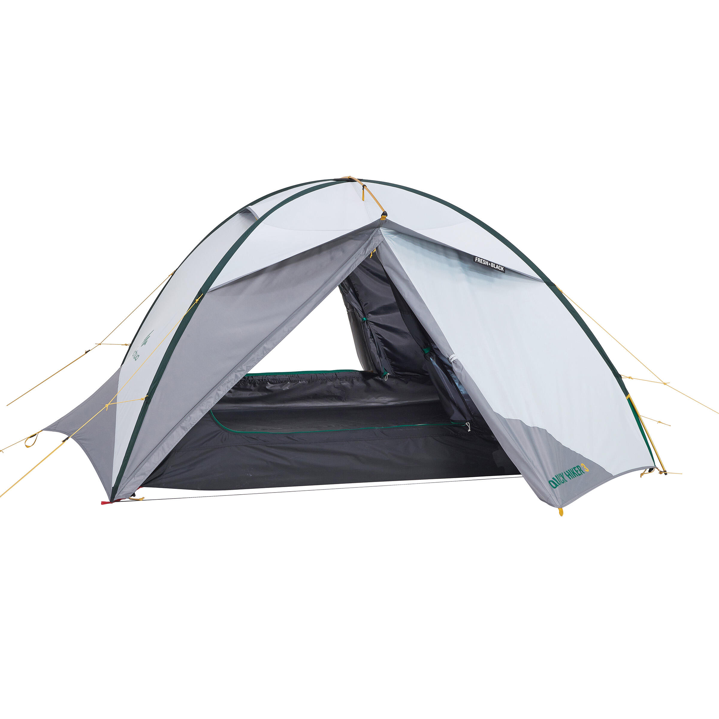 3-Person Trekking Tent, QuickHiker Fresh & Black - FORCLAZ