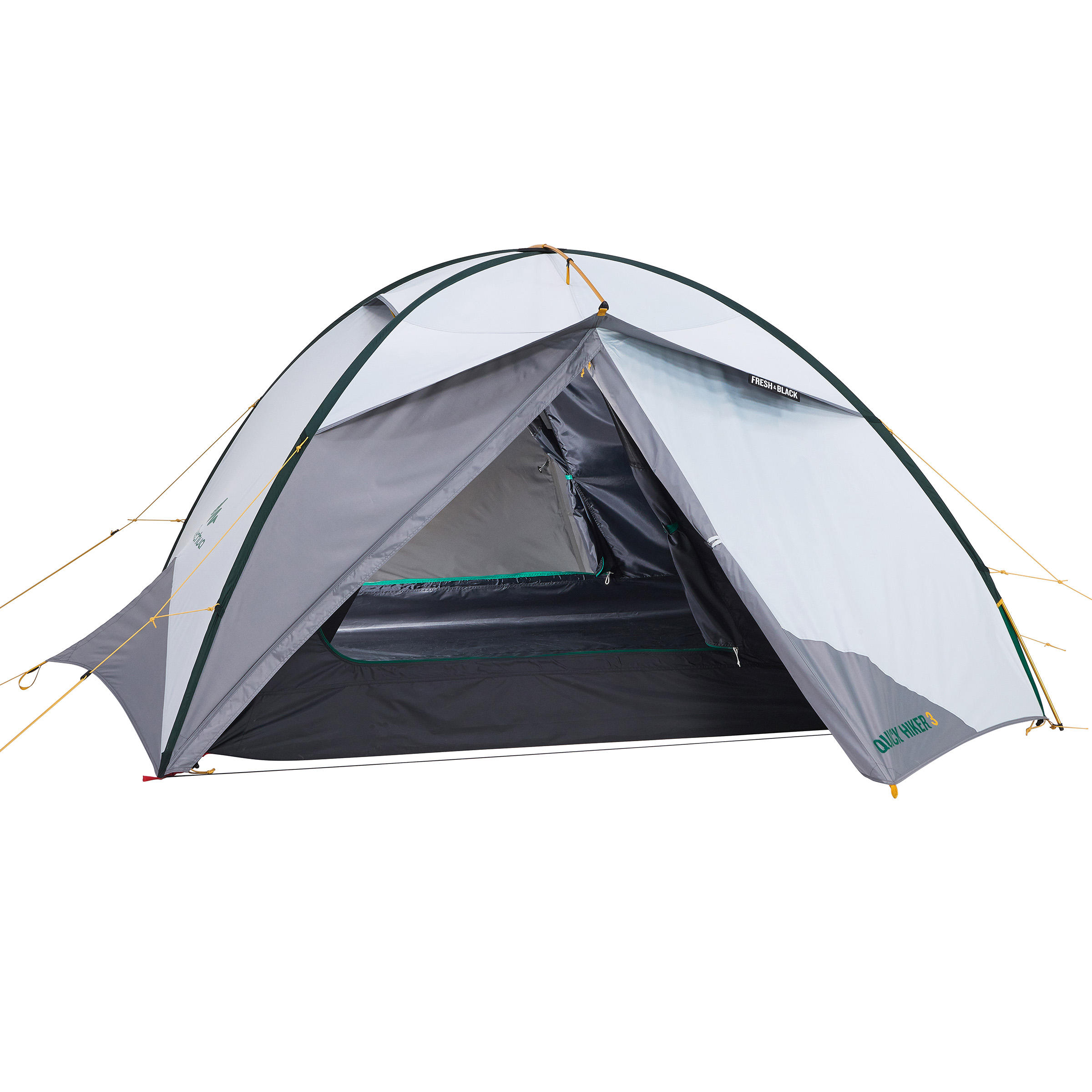 3-Person Trekking Tent, QuickHiker Fresh & Black - FORCLAZ