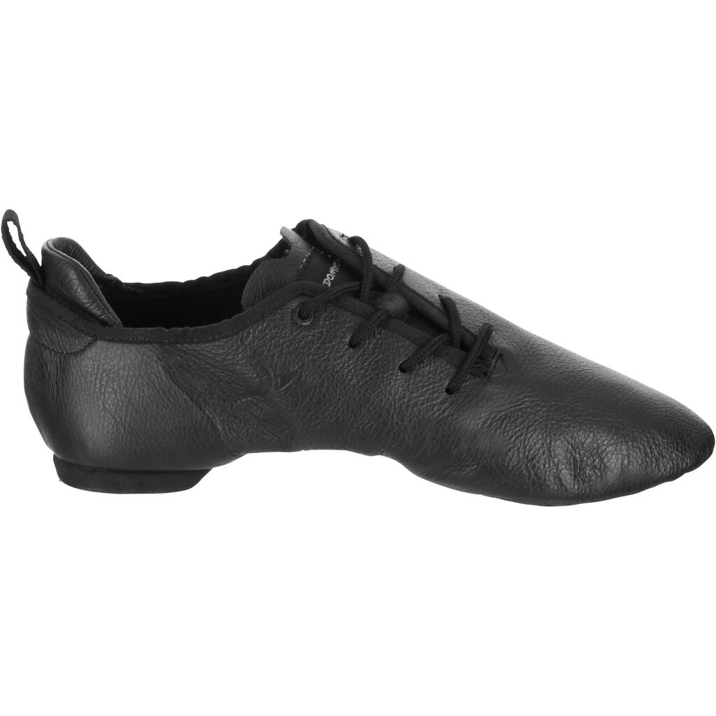 Modern Dance-Schuhe aus weichem Leder mit geteilter Sohle schwarz