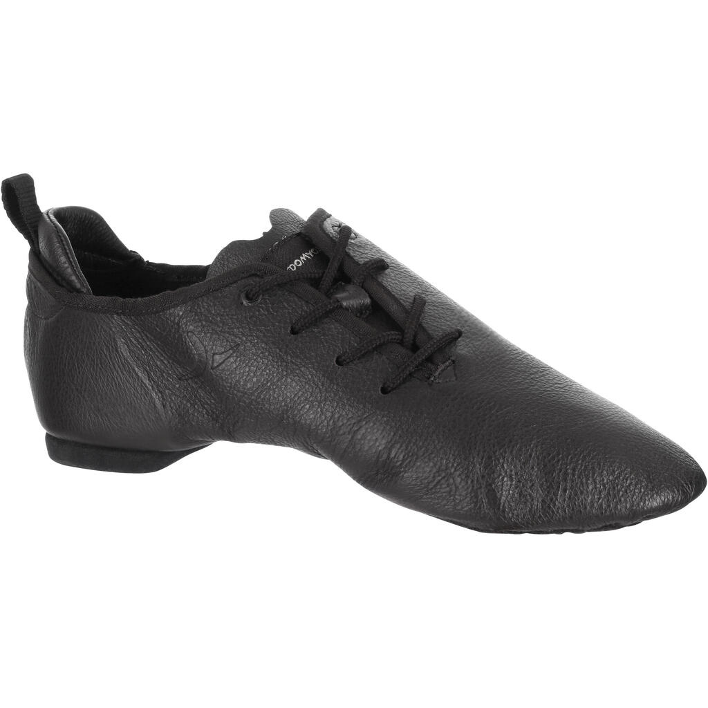 Modern Dance-Schuhe aus weichem Leder mit geteilter Sohle schwarz