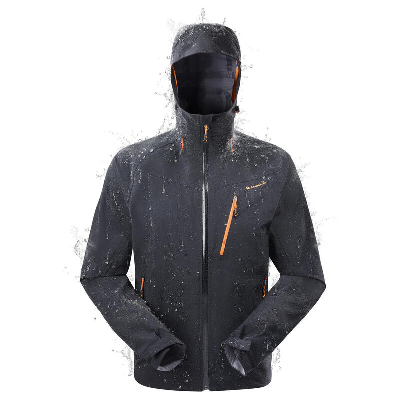 Veste pluie randonnée montagne MH500 imperméable homme Noir